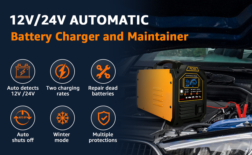 PCHH 12v 24v battery charger maintainer