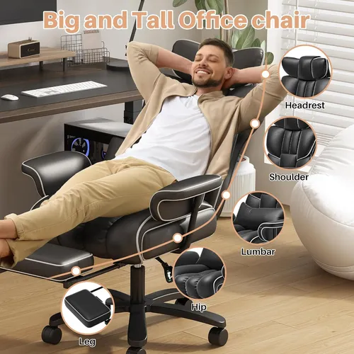 Silla De Oficina C/reposapiés, 400 Libras; Homezeer, Negro