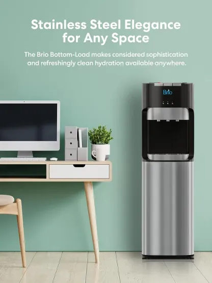 Brio - Dispensador de agua para enfriador de agua de carga inferior, serie esencial, 3 ajustes de temperatura, agua caliente, fría y fría, aprobado por UL/Energy Star