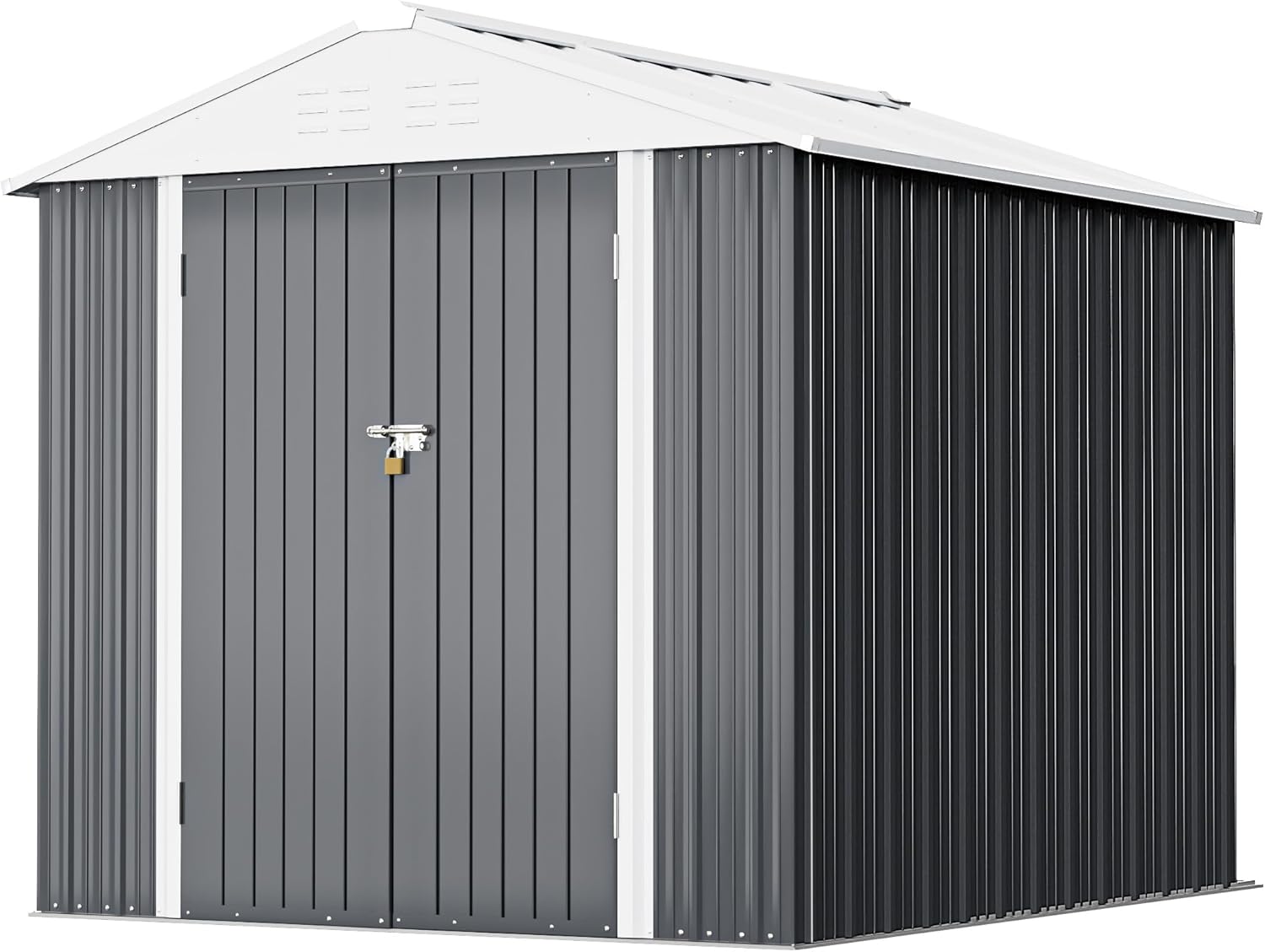 Greesum - Cobertizo de almacenamiento de metal para exteriores, 5 pies x 3 pies, herramienta de acero para cobertizo de almacenamiento con puerta y cerradura, para patio trasero, jardín, patio, césped (5 x 3 pulgadas), color café