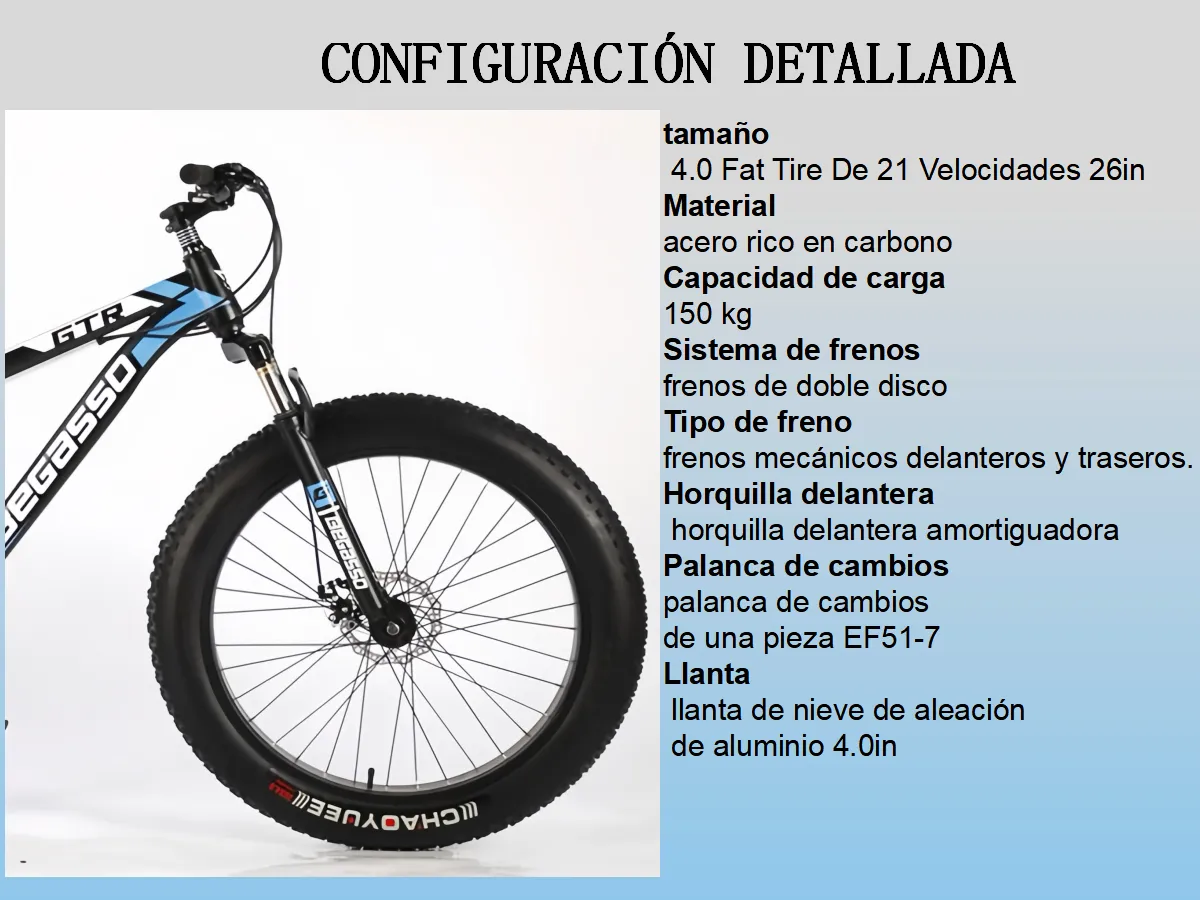Bicicleta De Monta&ntilde;a Para Hombres Adultos Y Mujeres 4.0in Fat Tire Lagom, Ruedas De 26 Pulgadas, Frenos De Disco Mec&aacute;nicos, Marco De 21 Velocidades