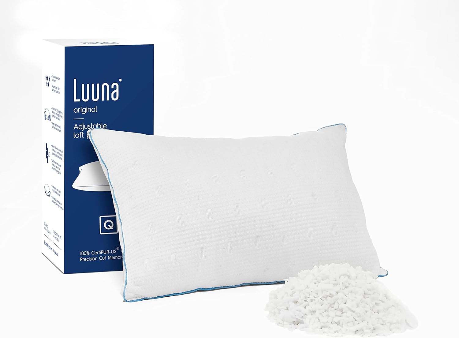 Luuna Colchón Blue Individual, Espumas certificadas, Hecho en México, 3 Capas de Espuma, Memory Foam, Durabilidad, Colchón en Caja-almohada
