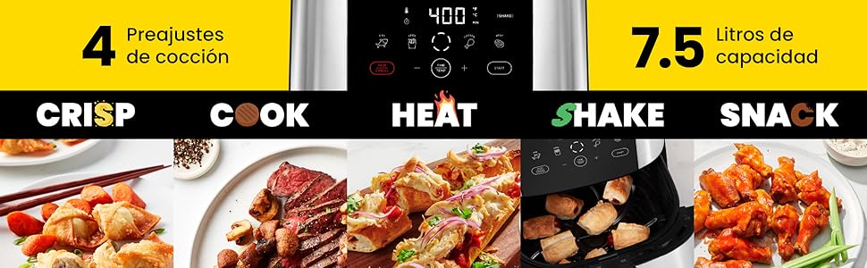 Chefman, freidora de aire, air fryer, comida saludable facil de cocinar con menos aceite
