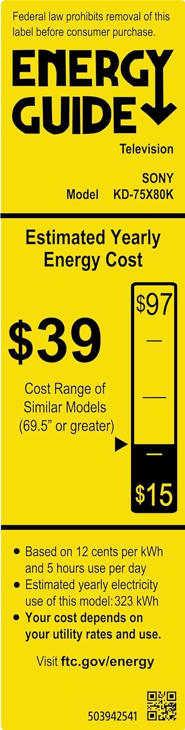 Sony Pantalla X80K 43 Pulgadas KD-43X80K 4K UHD LED Smart Google TV Modelo 2022