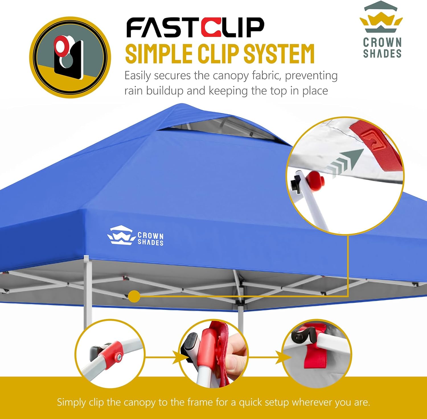 CROWN SHADES - Toldo desplegable de 3.60 x 3.60 metros, toldo patentado de un empuje con bolsa de transporte con ruedas, 8 estacas y 4 cuerdas, negro