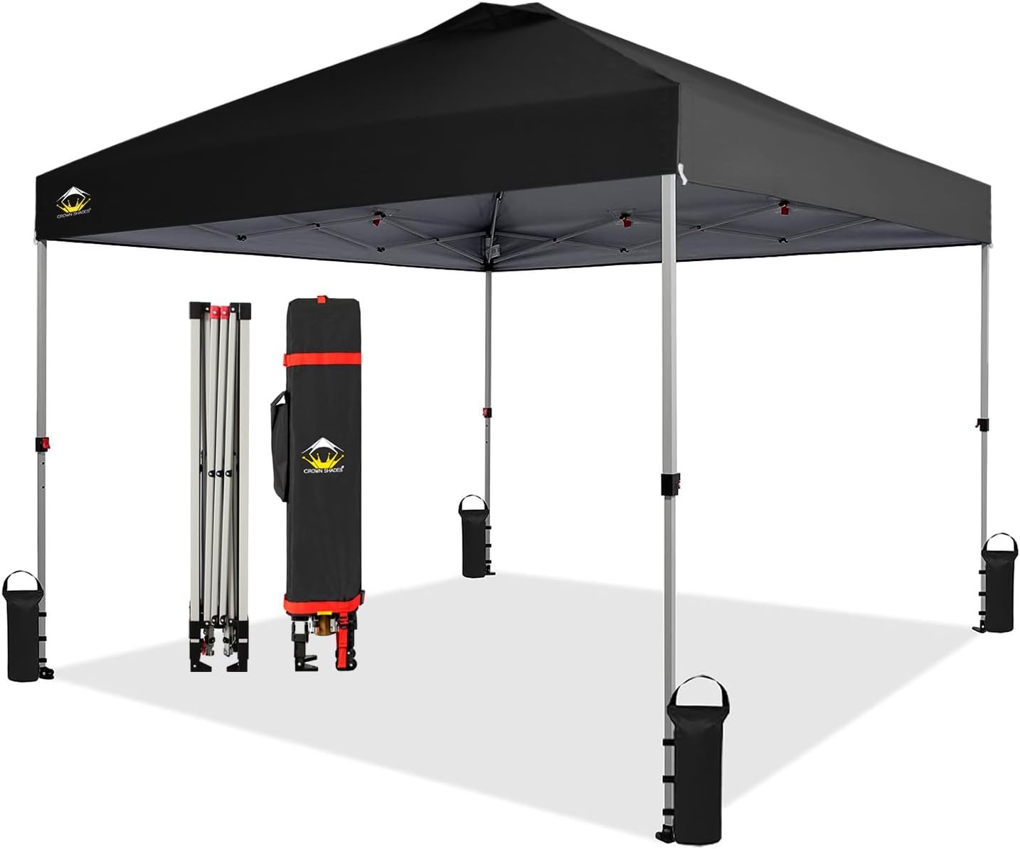 CROWN SHADES - Toldo desplegable para la Playa, fácil de armar, para el Aire Libre, Eventos, Fiestas, Campamento, Cubierta STO-N-Go, Parte Superior recubierta de Plata, 10 x 10 Pulgadas, Blanco
