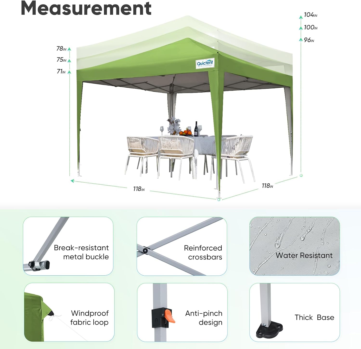 Quictent - Tienda de campaña desplegable de privacidad de 10 x 10 pulgadas con paredes laterales y ventanas ventiladas enrollables, configuración para una persona, fácil refugio para eventos