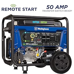 Westinghouse WGEN9500 50 Amp llave de arranque remoto llavero inal&aacute;mbrico dual combustible generador port&aacute;til L14-30R