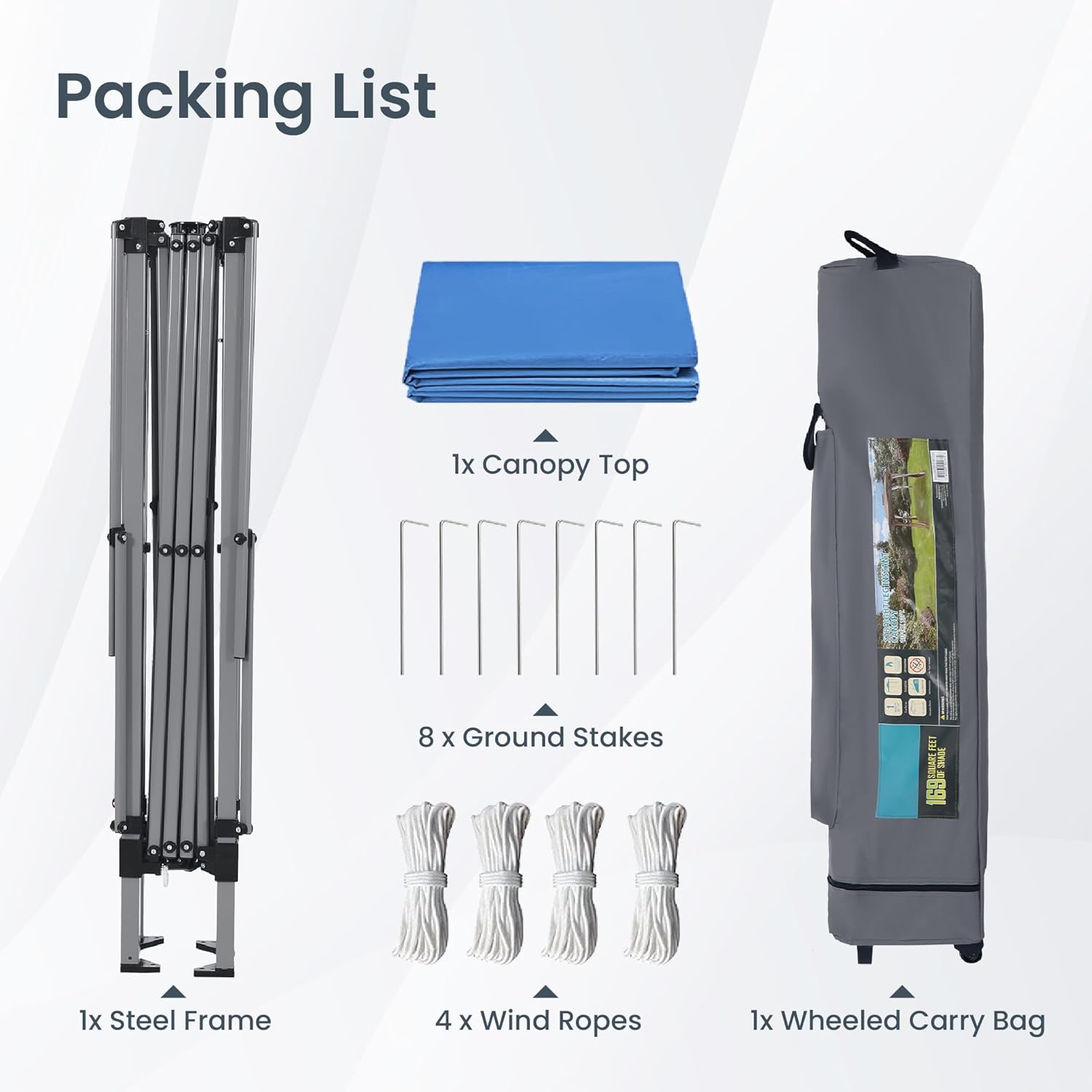 PHI VILLA - Toldo parasol con bloqueo UV de 4 x 4 m con kits de herramientas, pantalla de cenador para patio al aire libre, eventos de jardín, marrón-Clavijas de tierra para tienda de campaña al aire libre, clavijas para campamento con dosel