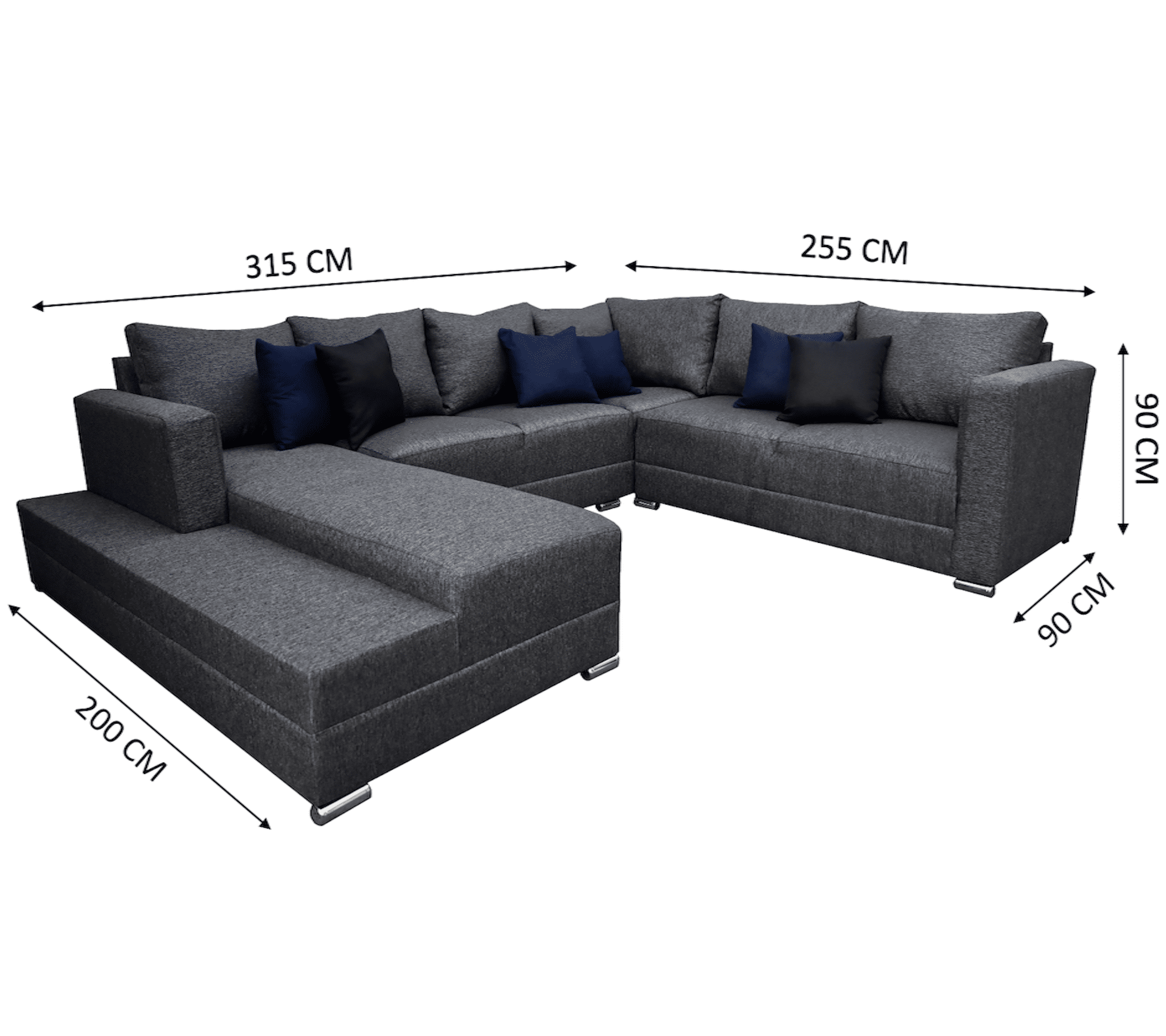 Sala esquinera en U El Bazar Store modelo Corbel gris oxford 4 salas en 1