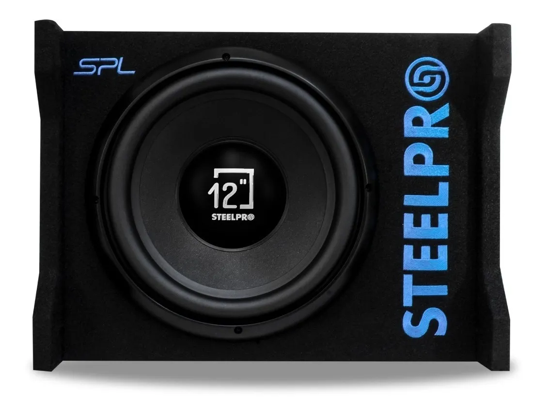 Subwoofer 12' Amplificado 1200w Spl Alta Presion Steelpro Color Negro