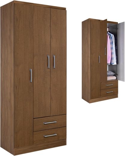 Kingshouse | Ropero De 6 Puertas con 2 Cajones – Color Café – Barra para Colgar – Estructura MDP – Mueble Organizador De Ropa – Armario para Casa, Recámara y Hogar