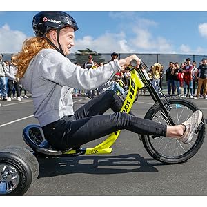 Razor; Three Wheeled: Girl Riding on Course