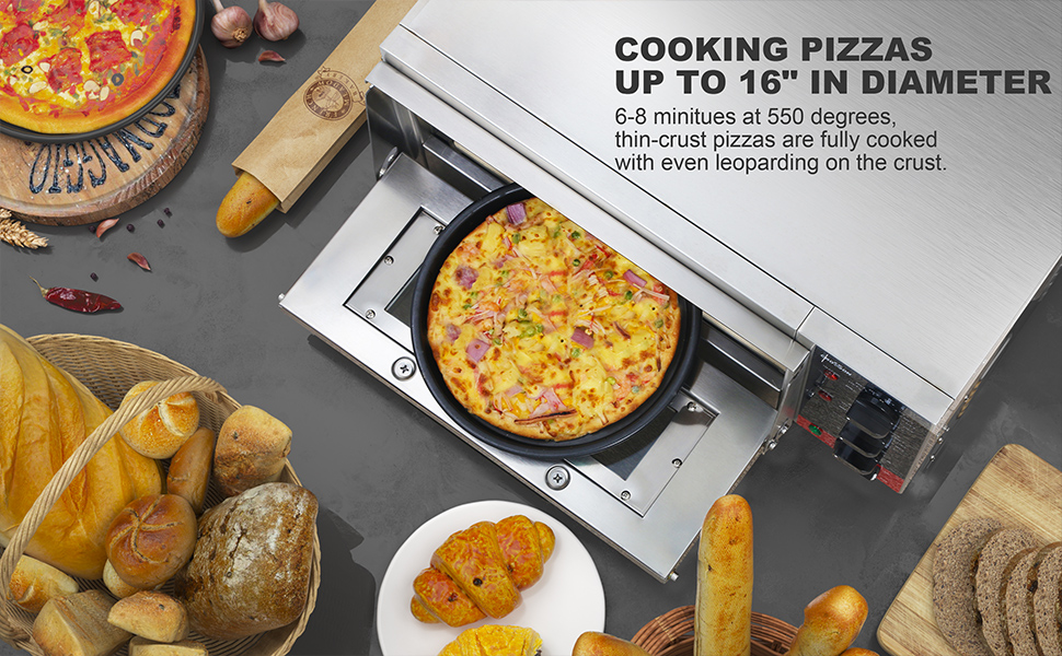 horno de pizza interior, horno de pizza interior, horno de pizza el&eacute;ctrico, horno de pizza de 16 pulgadas, encimera de horno de pizza