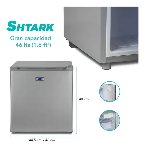 Frigobar Mini 1.6 Pies 46l Refrigerador Congelador Compacto Color Plateado
