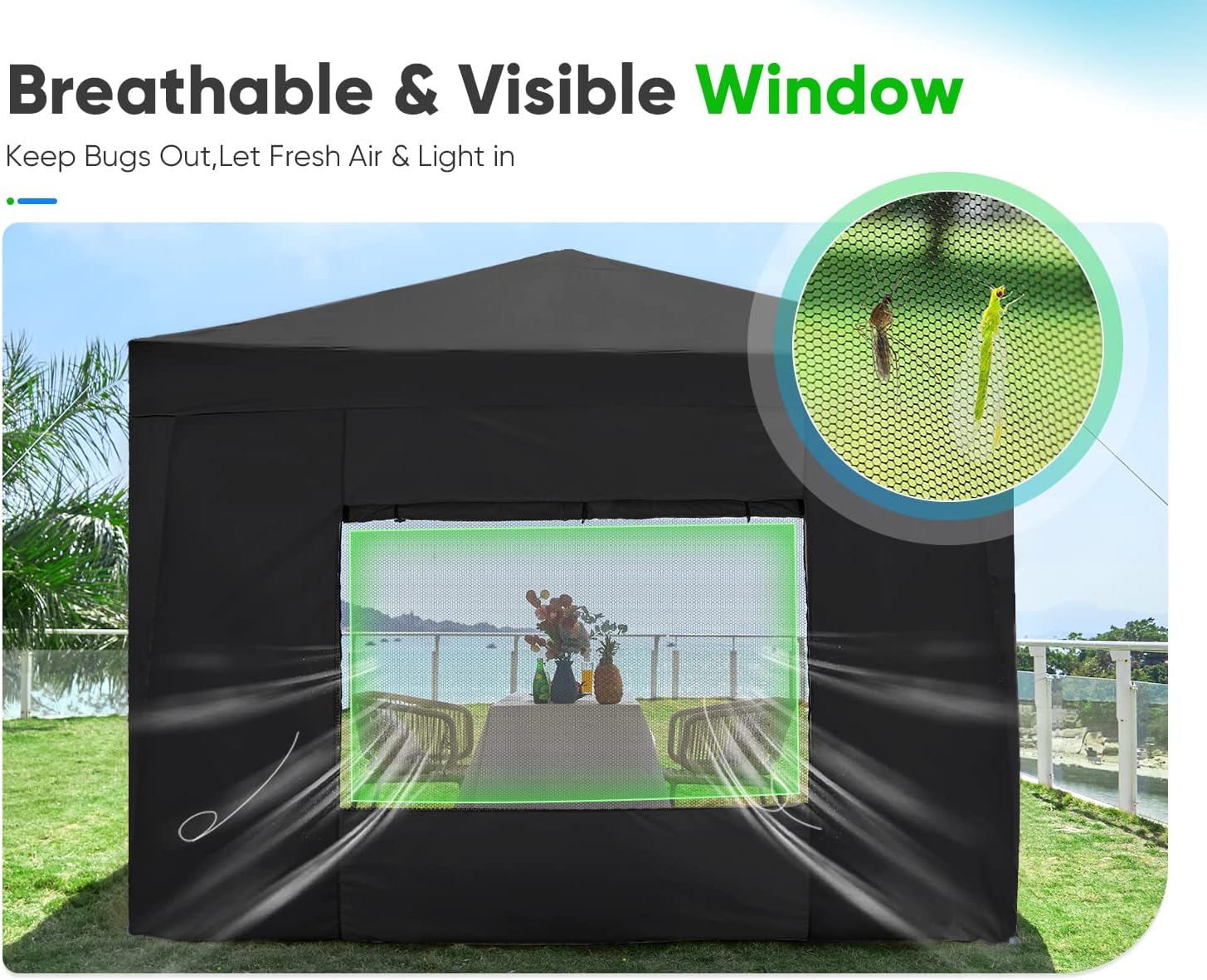 Quictent - Tienda de campaña desplegable de privacidad de 10 x 10 pulgadas con paredes laterales y ventanas ventiladas enrollables, configuración para una persona, fácil refugio para eventos