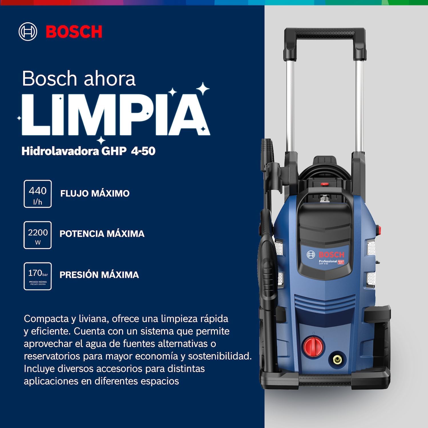 Bosch Hidrolavadora GHP 200 2000 PSI 127V con Manguera 6 MTS