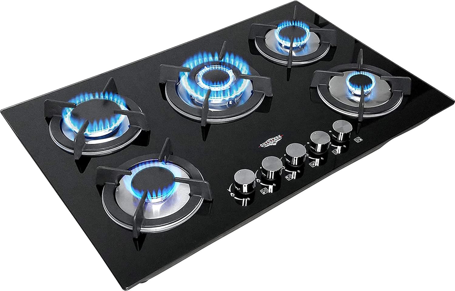 Gutstark Parrilla de Gas Empotrable 5 Quemadores De Gas Cristal Templado Empotrable Grueso Estufas Empotrables Hogar Cocina Gas Natural o Gas LP Estufa de Mesa Parrillas