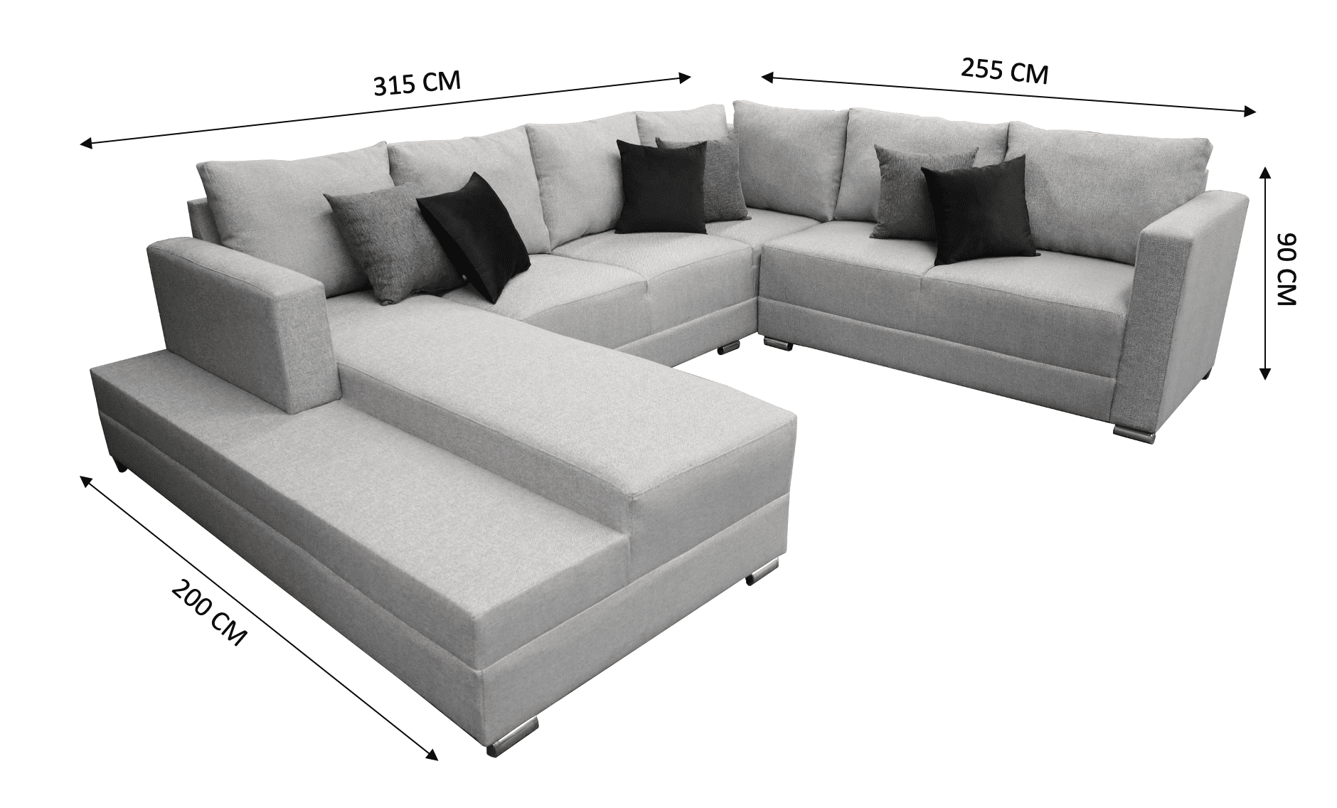 Sala esquinera en U El Bazar Store modelo Corbel gris oxford 4 salas en 1