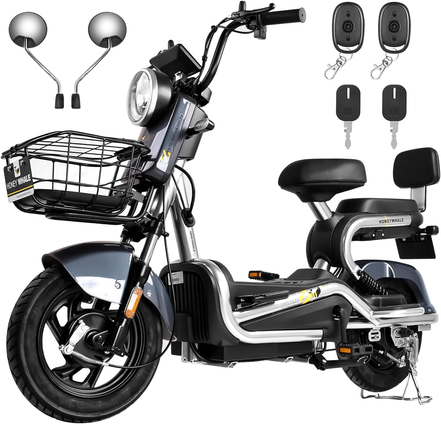 HONEYWHALE KC-Cool Bicicleta Electrica para Adultos, Bicimoto El¨¦ctrica con Alarma, M¨¢xima del Motor 700W, Velocidad M¨¢xima 45KM/H, Autonom¨ªa 55-60KM, Bater¨ªas de Gran Capacidad 20AH