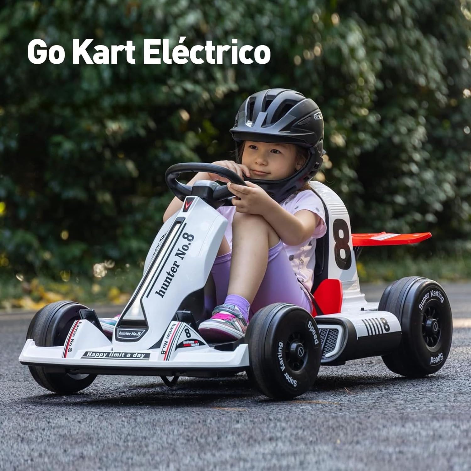 HONEYWHALE Go Kart Eléctrico para Niños con Asiento Ajustable, Modo Control Remoto, Velocidad Máxima 4km/h, Carro Electrico Niño Montable con Luz Led y Musica, Moto Electrica Infantil Niño