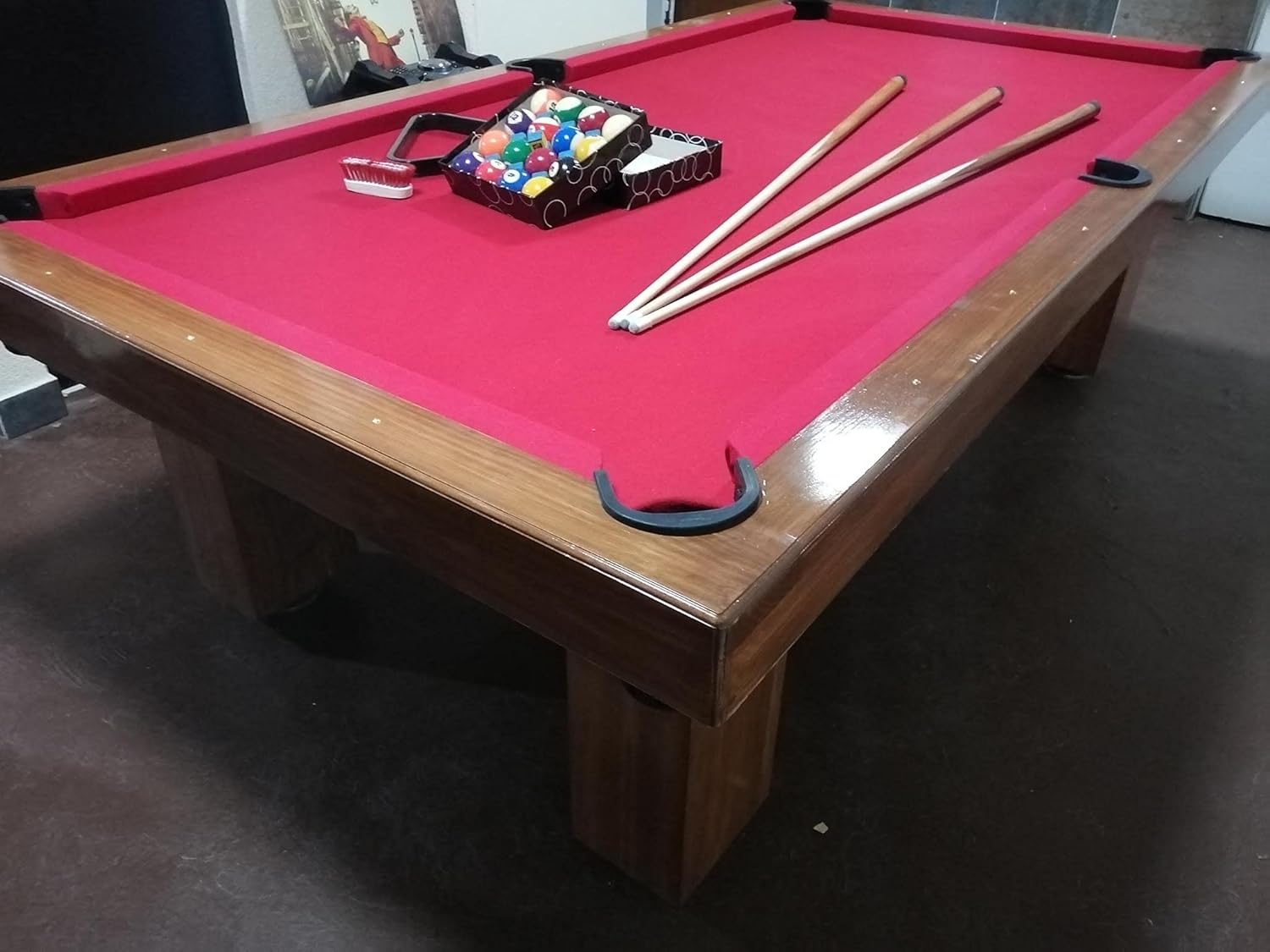 Mesa de Billar con Cubierta para Comedor Hecha a Mano en México Mesas Profesionales (Rojo)