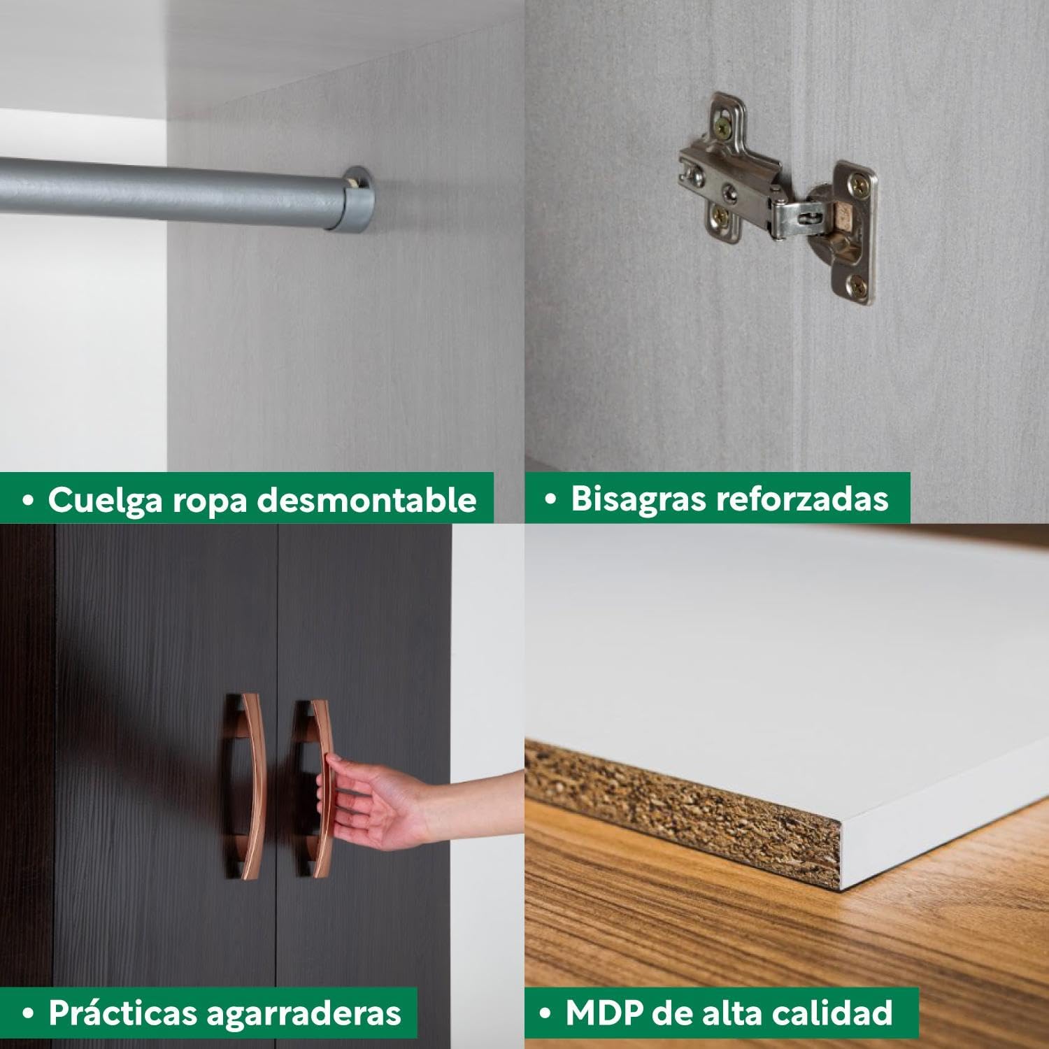 Kingshouse | Ropero De 6 Puertas con 2 Cajones – Color Café – Barra para Colgar – Estructura MDP – Mueble Organizador De Ropa – Armario para Casa, Recámara y Hogar