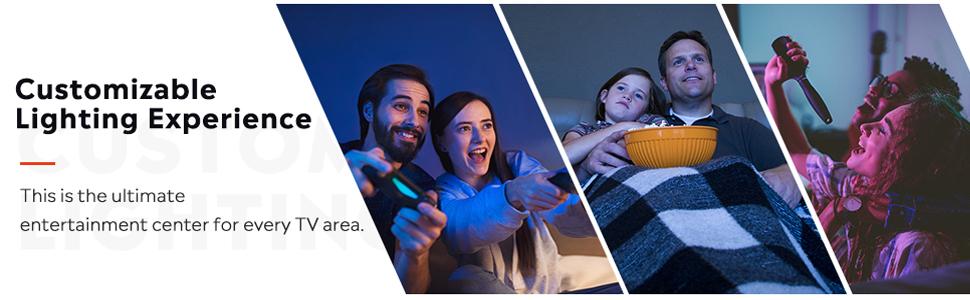 experiencia de iluminaci&oacute;n personalizable, soporte de TV de 70 pulgadas
