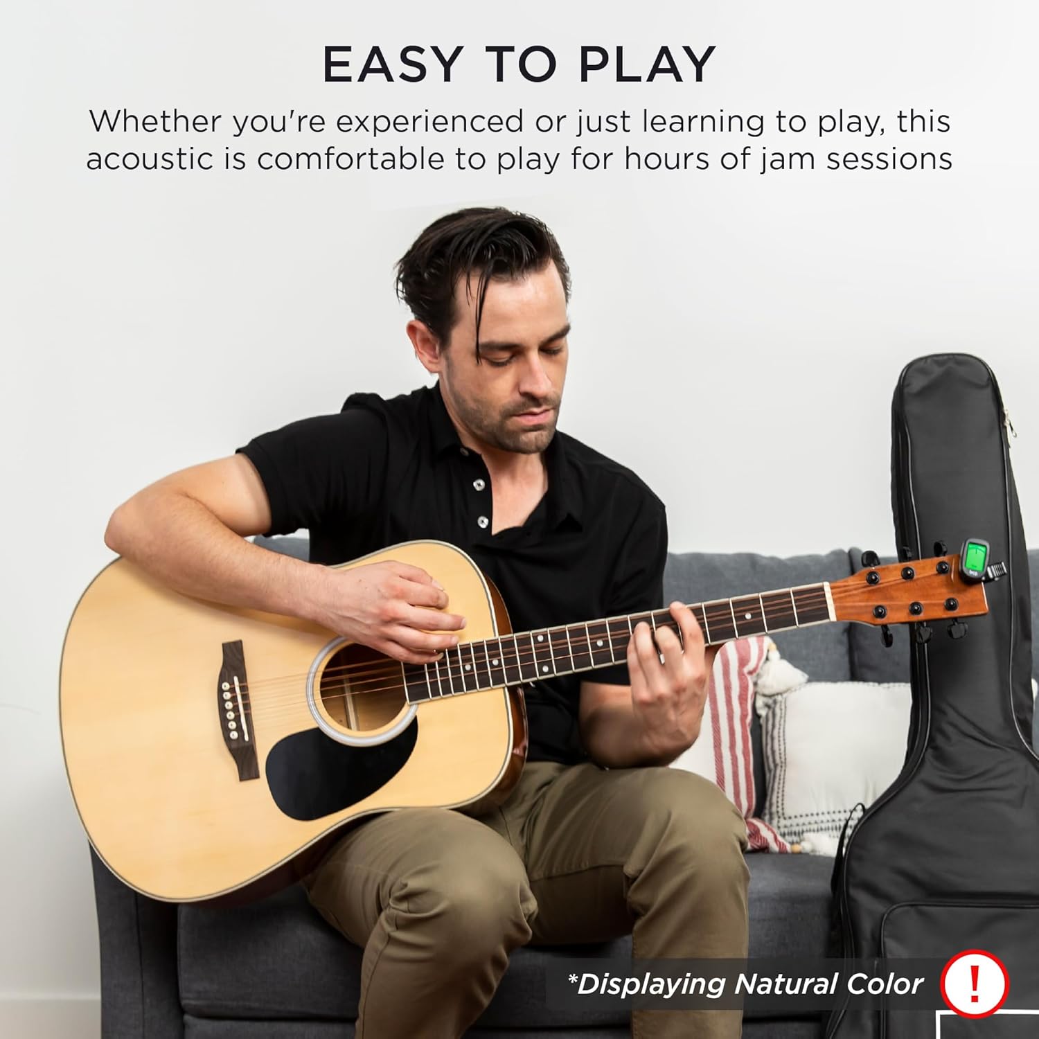 Best Choice Products - Guitarra acústica de madera de 41 pulgadas, negra, kit de guitarra, para principiantes y avanzados, incluye accesorios y bolsa de concierto