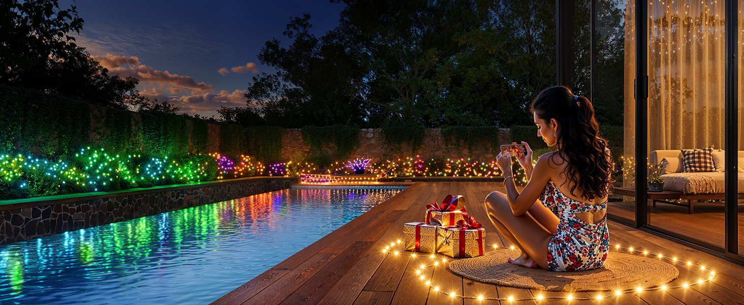 luces del árbol de navidad al aire libre