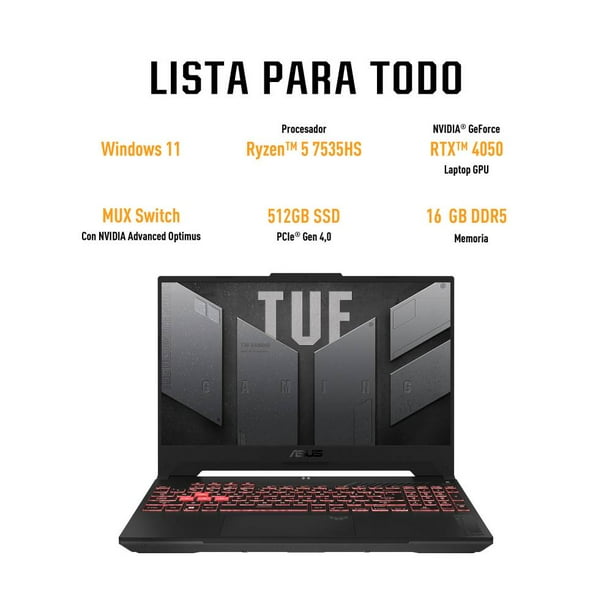 Laptop Gaming Asus TUF Ryzen 5/16 GB RAM/512 GB SDD