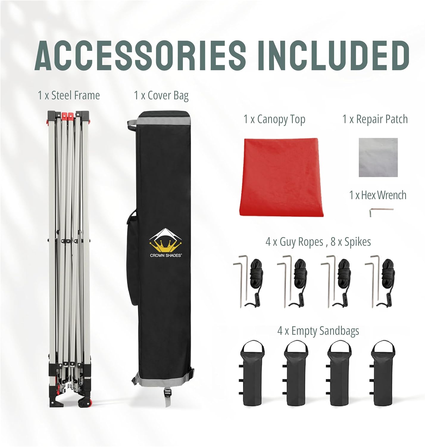 CROWN SHADES - Toldo desplegable de 3.60 x 3.60 metros, toldo patentado de un empuje con bolsa de transporte con ruedas, 8 estacas y 4 cuerdas, negro