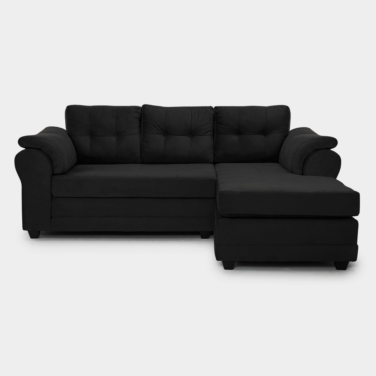 Sofá Seccional Intercambiable Queen Felpa Negro