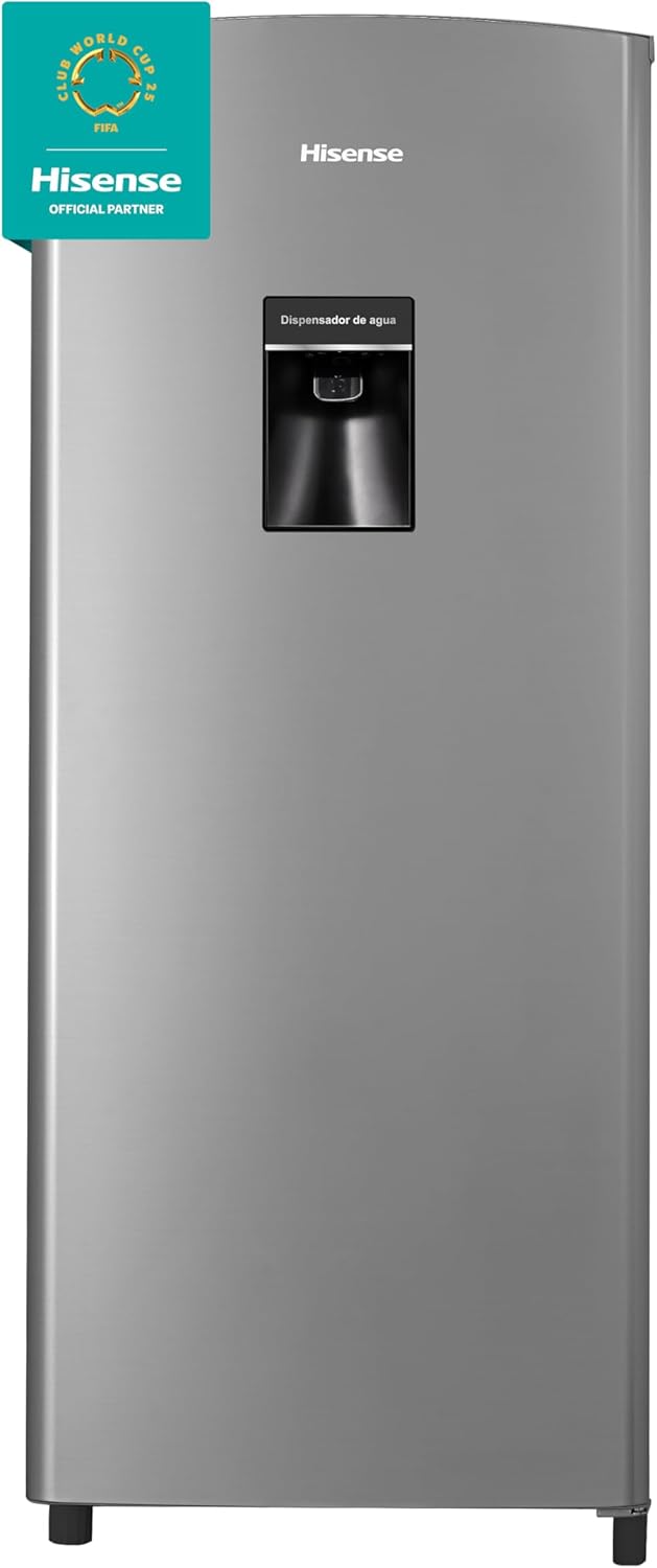 Hisense RR63D6WGX-Refrigerador Una Puerta, 6.3 pies cúbicos con Dispensador de Agua,Deshielo Semiautomático,Sello de Puerta Antibacteriano,52x54x128cm(AnchoxLargoxAlto),Gris