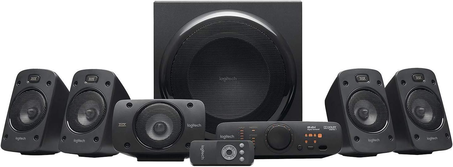 Logitech Z906 5.1 Sistema de Audio con Sonido Envolvente THX, Certificado Dolby&DTS, 500 W RMS, Multi-Dispositivos, Entradas Audio Múltiples, PC/PS4/Xbox/TV/Móvil/Tablet - Negra