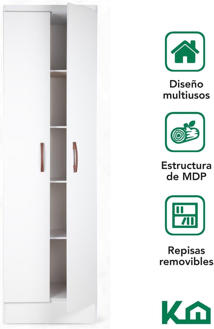 Kingshouse | Ropero De 6 Puertas con 2 Cajones – Color Café – Barra para Colgar – Estructura MDP – Mueble Organizador De Ropa – Armario para Casa, Recámara y Hogar