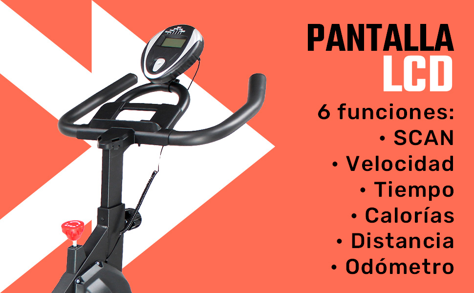 Bicicleta fija spinning 6kg LCD 150kg asiento y manubrio ajustable cardio hogar gym pedales correa
