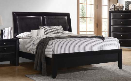 CAROLINE Eastern King Upholstered Panel Bed Black