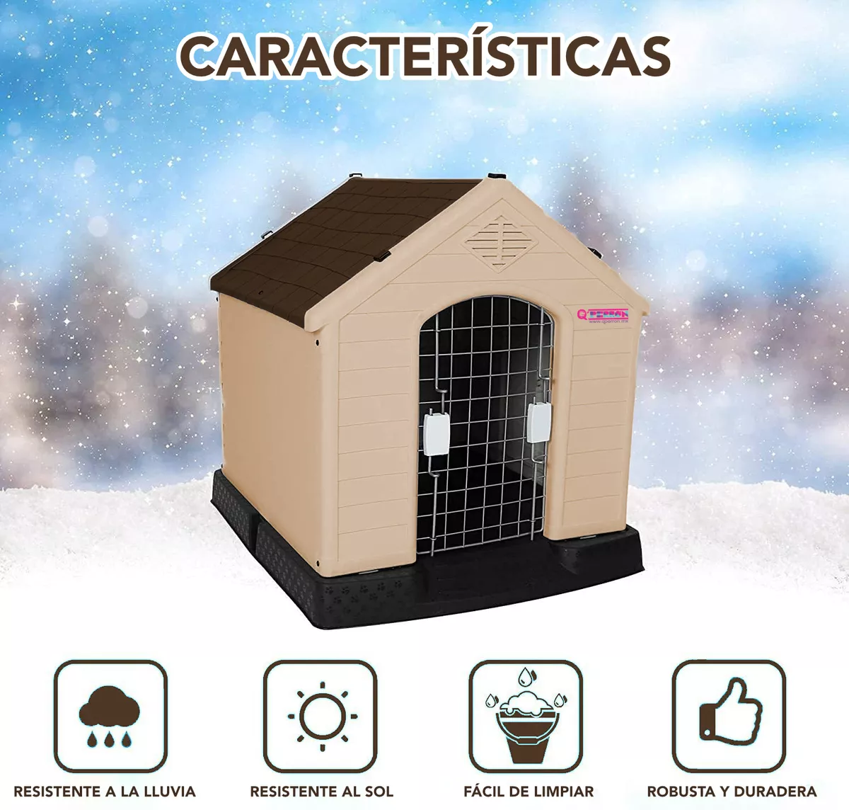 Casa Para Perro Exterior Con Puerta Raza Grande 99cm Qperrón