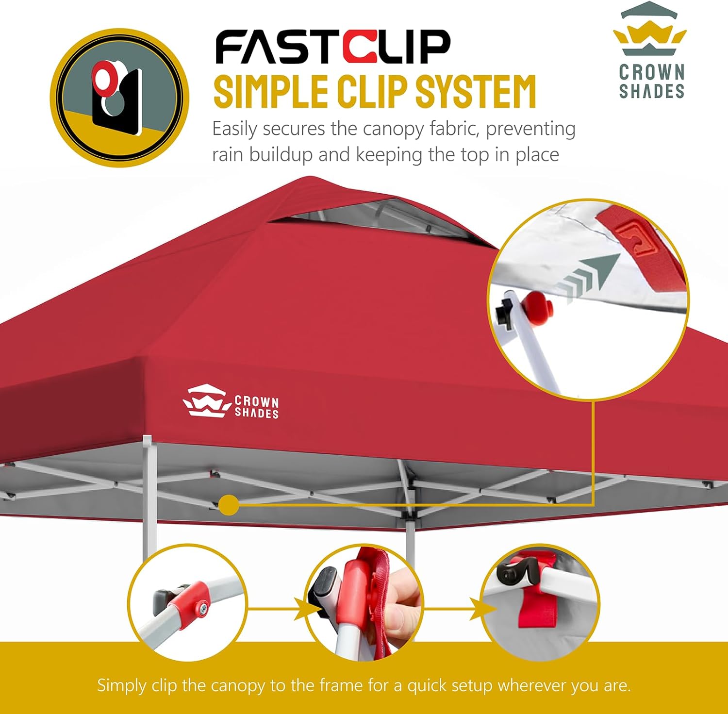 CROWN SHADES - Toldo desplegable de 3.60 x 3.60 metros, toldo patentado de un empuje con bolsa de transporte con ruedas, 8 estacas y 4 cuerdas, negro