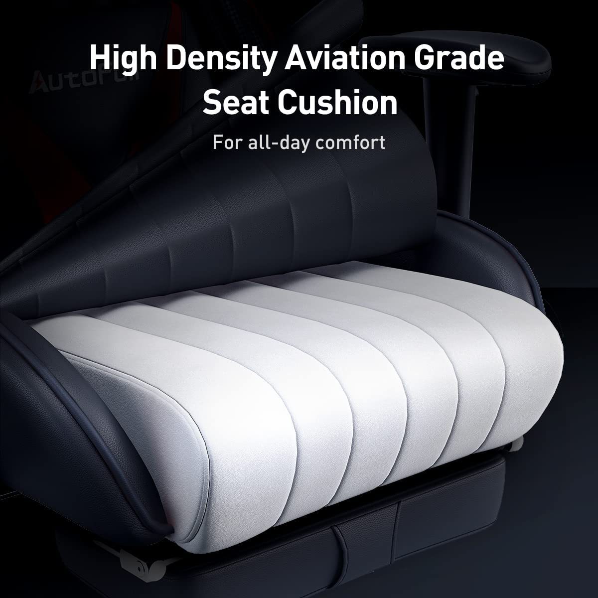 AutoFull Silla Gaming Ergonómica Silla de Oficina Silla Gamer Cuero de PU Silla de Escritorio,Altura e inclinación Ajustables,Soporte Lumbar y reposapiés,Negro