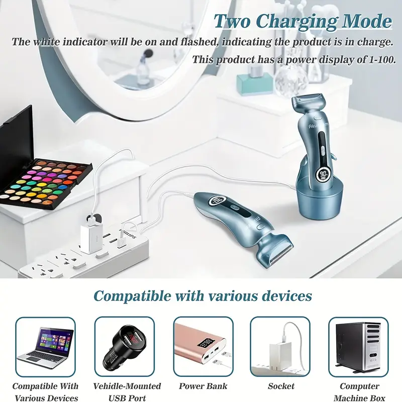 Afeitadora el&eacute;ctrica para mujeres para piernas Recortadora de bikini el&eacute;ctrica para mujeres Axilas p&uacute;blicas Recargable para mujeres Afeitadora h&uacute;meda y seca   inal&aacute;mbrica con cabezal desmontable (rosa) detalles 5