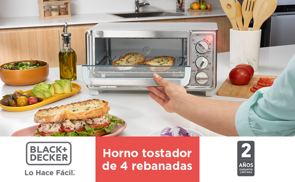 Black+Decker Horno Tostador 4 Rebanadas con Tecnolog&iacute;a Eventoast TO4130-1SDLA