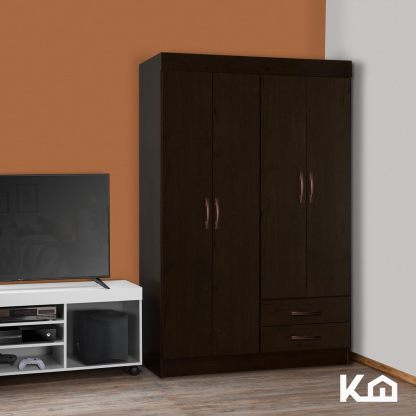 Kingshouse | Ropero De 6 Puertas con 2 Cajones – Color Café – Barra para Colgar – Estructura MDP – Mueble Organizador De Ropa – Armario para Casa, Recámara y Hogar