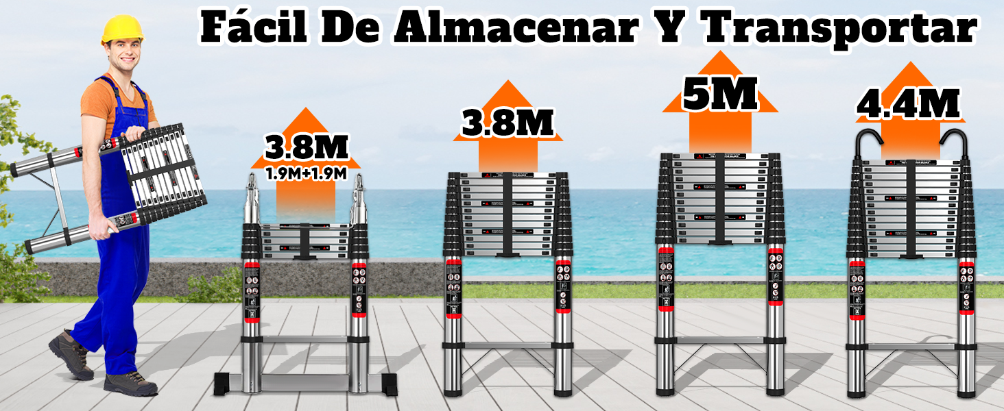 Escalera Telescópica Acero Inoxidable