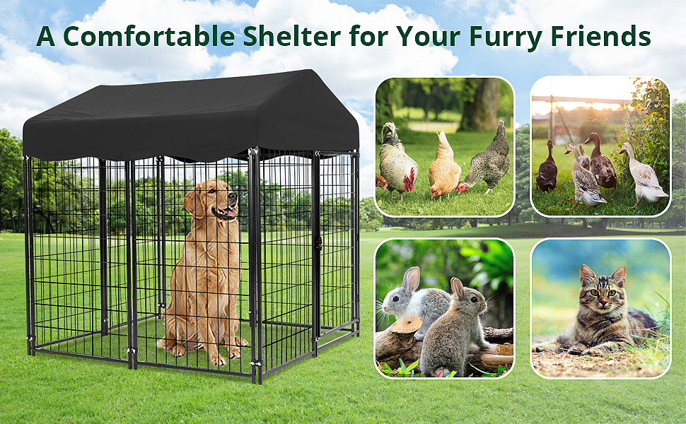 C&oacute;moda perrera para perros en interiores con cubierta impermeable a prueba de rayos UV y bloqueo invisible para perros medianos y peque&ntilde;os