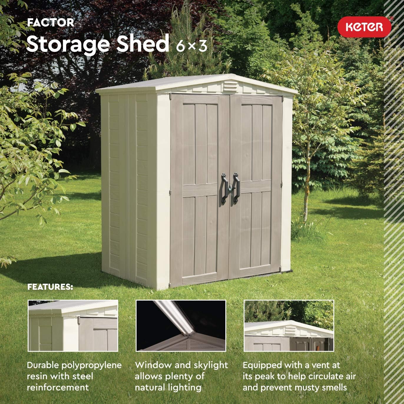 Keter Cobertizo de Almacenamiento para Jardin y Exteriores, Beige, Factor 8x11