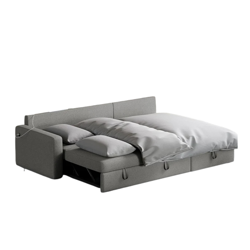 Yaheetech Sofá seccional en forma de L, sofá cama con chaise, sofá cama reversible con cama extraíble y espacio de almacenamiento, sofá convertible de tela de 4 asientos, adecuado para sala de estar, gris claro