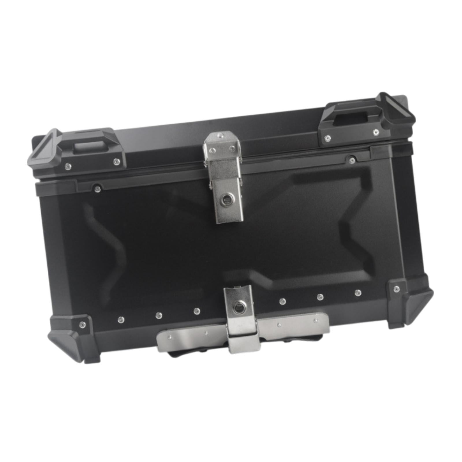 Baúl de motocicleta genérico, caja trasera, organizador de aluminio a prueba de golpes, caja para casco, baúl de almacenamiento de equipaje para 45L Plata