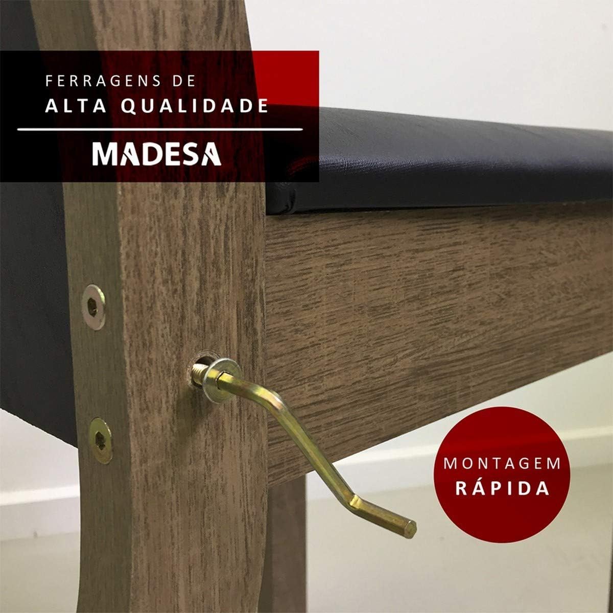 Madesa Juego de Comedor, Mesa con Encimera y 6 Sillas Maris - Marrón/Sintético Beige